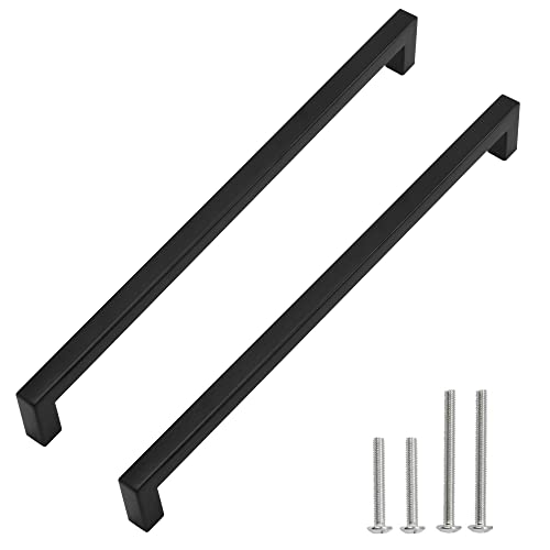 Cabinet Pulls Matte Black Cabinet Handles Square Drawer Pulls, 40 Pack 12-3/5 Inch Stainless Steel Kitchen Door Cupboard Cabinet Handles, Drawer Hardware Handles, 320mm Hole Centers - size: 12-3/5 inch Hole Centers(320mm)
