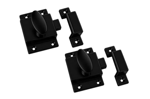 QCAA Traditional Large Oval Turn Cabinet Latch, Solid Brass, 2", for Cupboard & Other Furniture, Matte Black, 2 Pack, Made in Taiwan - color: Matte Black, size: 2 Pack
