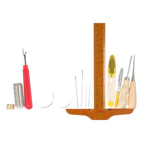 22Pcs Leather Craft Tools Repair Kit Sewing Needles Canvas Thread and Needles Tape Measure Large-Eye Stitching Needles for DIY