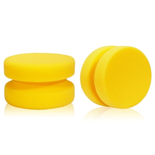 WAFJAMF 2PCS 3.1 Inch Round Paint Sponge Applicator Double-Side Art Yellow - color: Yellow-2 Pcs, size: 2
