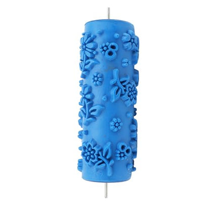 HEEPDD Decorative Paint Roller, Reusable Rubber Texture Pattern Roller Creates Faux Finish Designs for Walls Furniture Blue 15cm 1 Pack - size: 097Y