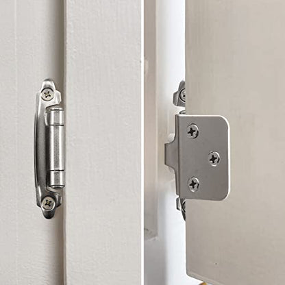 HOME MASTER HARDWARE Self Closing Overlay Cabinet Hinges 1/2" Variable Semi-Concealed Hinge for Kitchen Bathroom Hinges Flush Mount w/Cupboard Screws, Satin Nickel Finish 20 Pcs - color: Satin Nickel-20Pack, size: 1/2"Overlay