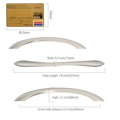 Amerdeco 10 Pack Brushed Satin Nickel 6.3 Inch(160mm) Hole Centers Kitchen Arch Twisted Cabinet Pulls Cabinet Hardware Kitchen Handles for Cabinets Cupboard Handles Drawer Pulls ZH0048 - color: Brushed Satin Nickel, size: 6.3"/160mm Hole Center