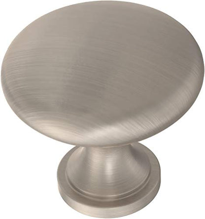 Franklin Brass (10-Pack) – Satin Nickel Cabinet Knobs for Dressers, Drawers, Kitchen Cabinet Door, Vanity, Furniture, Closet Knobs, 1-3/16 Inch Round | Mushroom - color: Satin Nickel