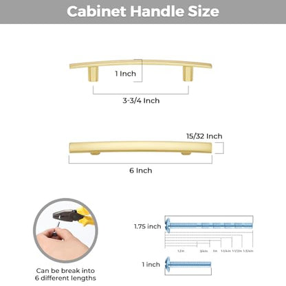 30 Pack Brushed Brass Cabinet Handles, 3.75" Hole Center Curved Pulls - color: Brushed Brass, size: 3.75" Hole Center
