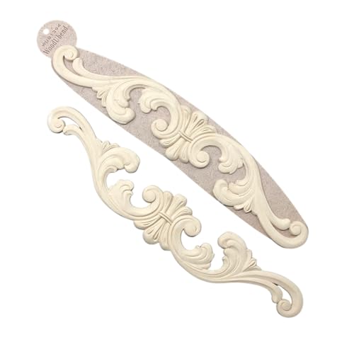 WoodUbend WUB1394 Pack of 2 Pediments - Wood Appliques - Heat Bendable & Flexible Onlays 10.5x46cm - DIY Craft, Furniture & Home Decor - Easy to Apply & Paint - Versatile, Reusable & Durable Decals - size: WUB1394
