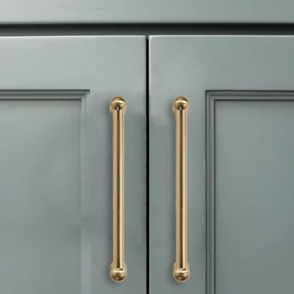 10 Pack 5 Inch Solid Kitchen Cabinet Handles Brushed Brass Heavy Duty Cabinet Pulls Satin Brass Drawer Pulls Cabinet Hardware Kitchen Handles for Cabinets Cupboard Handles - color: Brushed Brass, size: 5 Inch hole center