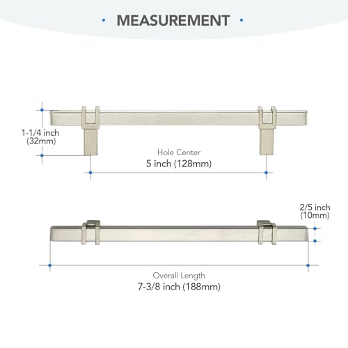 HOME EDIT 5 inch Brushed Nickel Cabinet Handles, 10 Pack Kitchen Cabinet Handles Drawer Pulls Zinc Alloy Square Bar Kitchen Pulls - color: Brushed Nickel, size: 5 Inch Hole Center