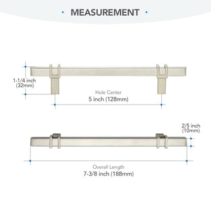 HOME EDIT 5 inch Brushed Nickel Cabinet Handles, 10 Pack Kitchen Cabinet Handles Drawer Pulls Zinc Alloy Square Bar Kitchen Pulls - color: Brushed Nickel, size: 5 Inch Hole Center