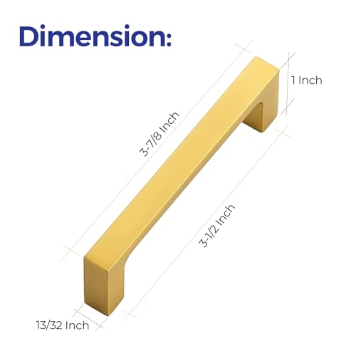Ravinte Brushed Brass Solid Pulls Cabinet Handles 3-1/2 Inch 30 Pack - size: 3-1/2 Inch Hole Center