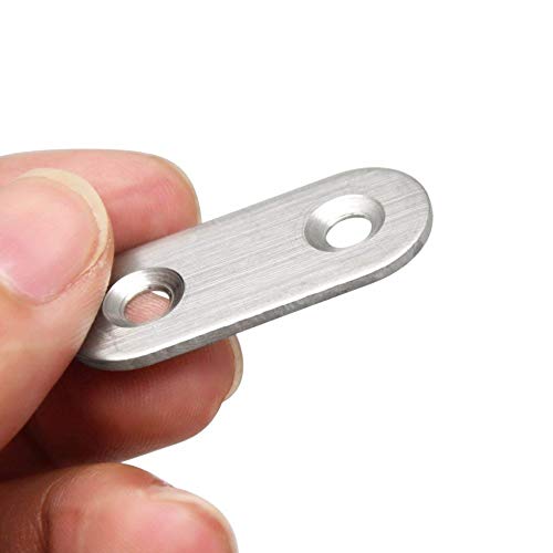 10 Pieces Straight Flat Corner Brace 37 by 16 mm Stainless Steel Joining Plate Connector Support Shelf Bracket 2 Install Holes with 24 Pieces Screws