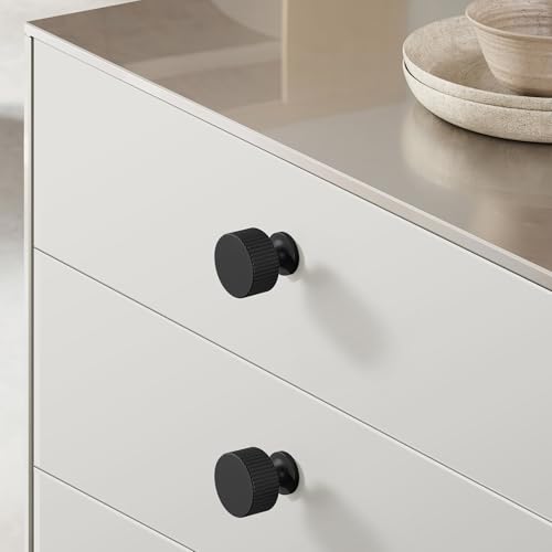 Matte Black Cabinet Knobs 6 Pack Round Pulls for Kitchen and Dresser - color: Black