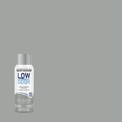 Rust-Oleum Low Odor Premium Spray Paint, Matte Dolphin Gray - color: Dolphin Gray, size: 11 Ounce (Pack of 6)