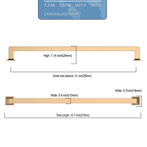 9BUILD 10 Pack 10 Inch Champagne Bronze Cabinet Handles,Kitchen Hardware - color: Champagne Bronze, size: 10"/256MM Hole Center