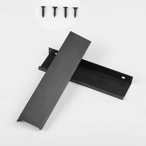 10 Pack Cabinet Handle Hidden Black Drawer Edge Pulls, Modern Style Dressing Table Wardrobe Kitchen Wall Cabinet Finger Edge Handle (Black, Length 5.8"/Hole Distance 5") - size: Length 5.8"/Hole Distance 5"