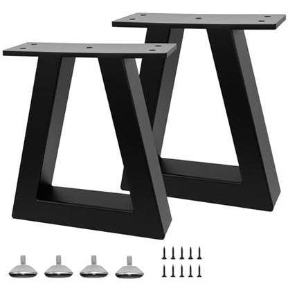 8 Inch Trapezoid Metal Table Legs Black, DIY Furniture Feets for Bench, Coffee Table, Stool Cabinet Legs, Including Screws and Adjustable Feet Pads, 8 Inch x 7.9 Inch - size: 8 Inch T