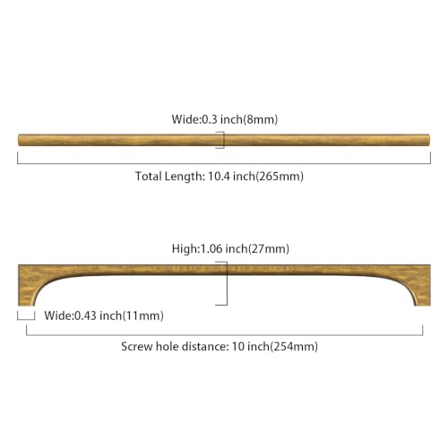 Asidrama 10 Pack 10 Inch(254mm) Brushed Antique Brass Cabinet Pulls Kitchen Cabinet Handles Black Kitchen Cabinet Hardware for Cupboard Drawer 2321 - color: Brushed Antique Brass, size: 10" Hole Center, style: 10 Pack