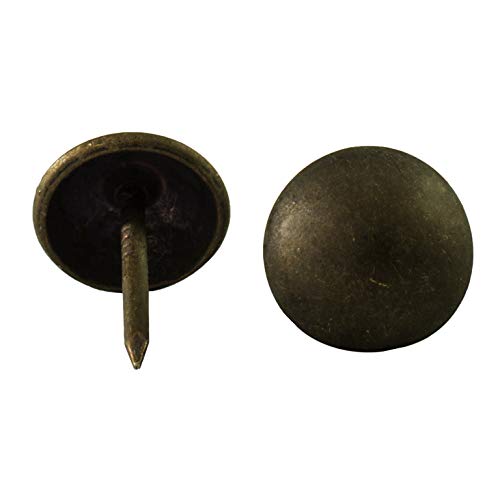 100-Pack Upholstery Tacks - 7/16 inch Decorative Furniture Nails for Chairs, Headboards, and DIY Decor - Dark Antique Brass Heavy Duty Furniture Pins - DX0511DAB