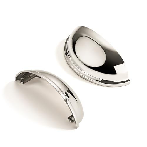 2 Pack 2-1/2" Drawer Pulls Polished Nickel Cabinet Cup Pulls Kitchen Hardware Cabinet Handles Drawer Handles Knobs 2-1/2 inch (64mm) Center to Center - color: Polished Nickel, size: 2-1/2 inch Hole Center, style: 2 Pack