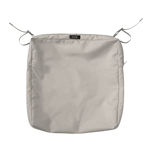 Classic Accessories Ravenna Water-Resistant 21 x 19 x 3 Inch Patio Seat Cushion, Mushroom - color: Mushroom, size: 21"W x 19"D x 3"Thick