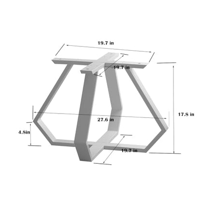 16 Inch Gold Metal Table Legs - Diamond Shape, Industrial Modern Bench & Chair Base, Desk Legs (White) - color: White