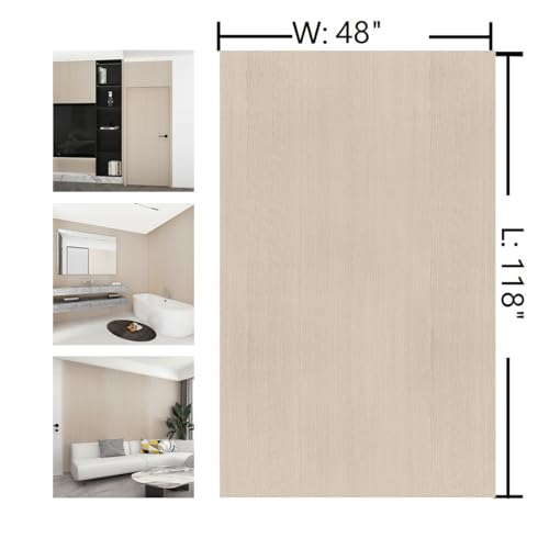 Off White Wood Wallpaper Peel and Stick Wood Grain Contact Paper 48"x118" - color: Beige, size: 48" x 118"