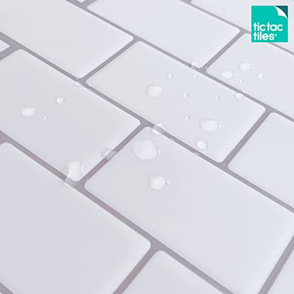 Tic Tac Tiles Peel & Stick Subway Tile Backsplash, White, 10 Sheets - color: Mono White