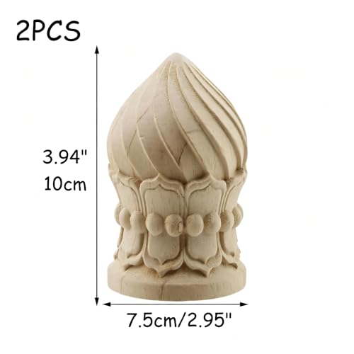 HEVSTIL Decorative Wooden Finials 2-Pack (4.72"x2.95") - Rustic Curtain Rod - size: 7.5*12