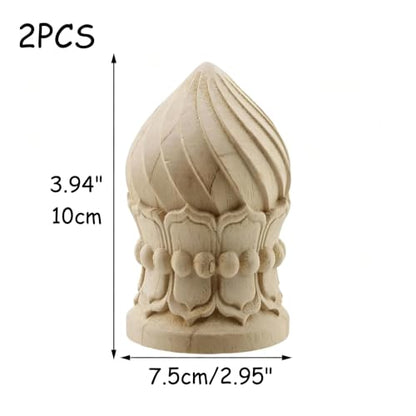 HEVSTIL Decorative Wooden Finials 2-Pack (4.72"x2.95") - Rustic Curtain Rod - size: 7.5*12