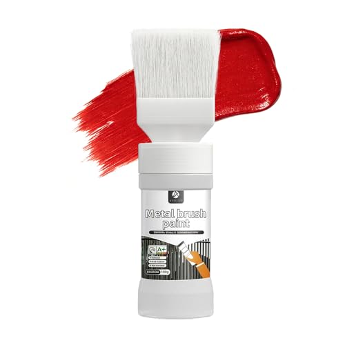 Wood and Metal Paint 2-in-1 Brush (6.35oz, red) Convenient Solid Wood Furniture Repair, Outdoor Metal Coating - color: Red, size: 6.35 Fl Oz (Pack of 1)