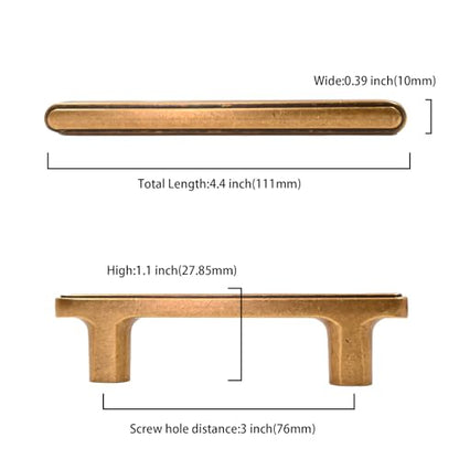 Asidrama 10 Pack 3 Inch(76mm) Antique Brass Kitchen Cabinet Handles, Cabinet Pulls Kitchen Cabinet Hardware for Cupboard Drawer Pulls - color: Antique Brass, size: 3" Hole Center, style: 10 Pack