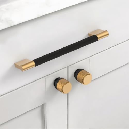 Asidrama 10 Pack 6.3 inch Matte Black and Champagne Bronze Cabinet Pulls - color: Black-Champagne Bronze, size: 6.3" Hole Center(160mm)