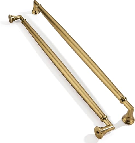 2 Pack 12 Inch Hole Center Brushed Brass Cabinet pulls Solid Satin Brass Heavy Duty Cabinet Pull Cabinet Handles Kitchen Cabinet Hardware Vanity Handles Bathroom Cabinet pulls - color: Brushed Brass, size: 12 Inch(305mm)hole center
