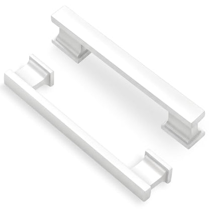Lardmon 10 Pack 3.75 Inch(96mm) Hole Center Matte White Kitchen Cabinet Handles Modern Cabinet Pulls Kitchen Cabinet Hardware Solid Drawer Pulls Handles for Dresser, Total Length 4.72 Inch - color: Matte White, size: 3.75 Inch Hole Center