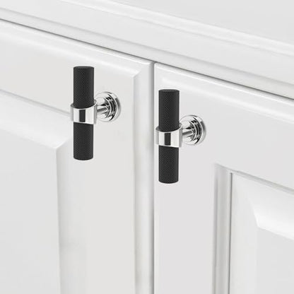 20 Pack Black and Polished Chrome Kitchen Cabinet Knobs - color: Black and Polished Chrome, size: 1.38'' Diameter(35mm)
