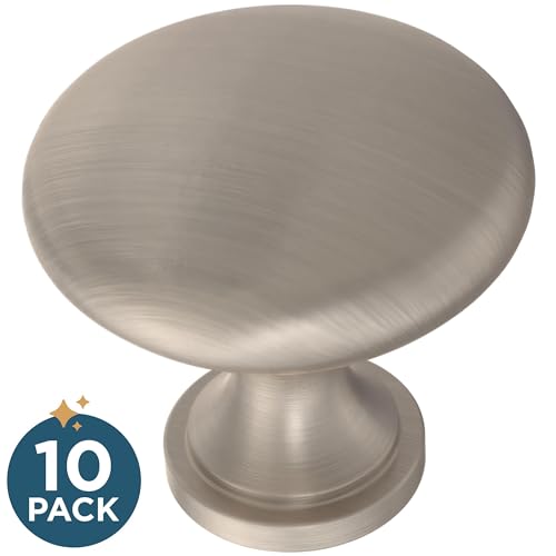 Franklin Brass (10-Pack) – Satin Nickel Cabinet Knobs for Dressers, Drawers, Kitchen Cabinet Door, Vanity, Furniture, Closet Knobs, 1-3/16 Inch Round | Mushroom - color: Satin Nickel