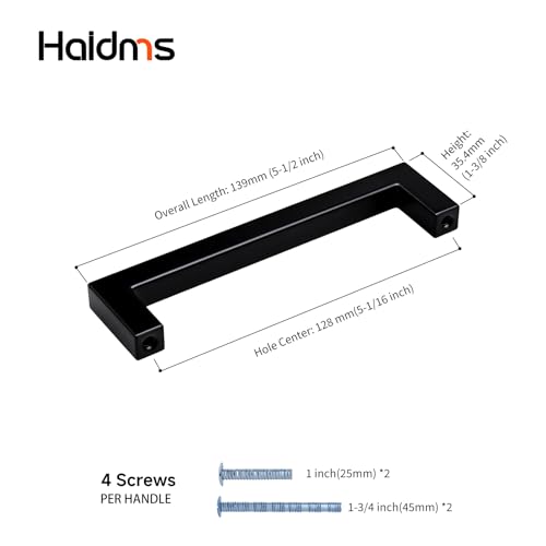 Haidms Black Cabinet Handles 5 Inch Matte Black Cabinet Handles 30 Pack - color: Black, size: 5 Inch Hole Center