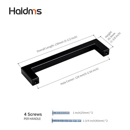 Haidms Black Cabinet Handles 5 Inch Matte Black Cabinet Handles 30 Pack - color: Black, size: 5 Inch Hole Center