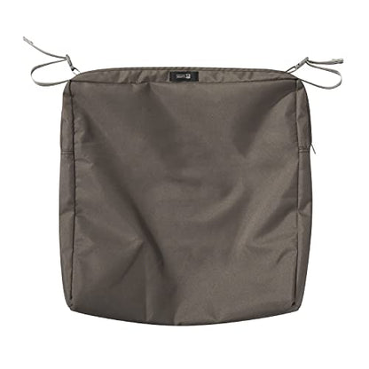 Classic Accessories Ravenna Water-Resistant 19 x 19 x 3 Inch Patio Seat Cushion, Dark Taupe, Chair Seat Cushion - color: Dark Taupe, size: 19"W x 19"D x 3"Thick