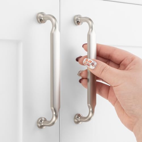 5 Inch Brushed Nickel Cabinet Pulls 10 Pack, Footed Handles P2302 - color: Brushed Nickel, size: 5" Hole Centers-10 Pcs