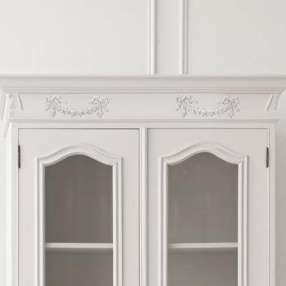 Roowest 2 Pcs Bow Carved Appliques Onlays White PVC Appliques for Furniture Decorative 3D Roses Carved Onlay DIY Decorative for Cabinet Dresser Bed Door Wall Wardrobe Ceiling - style: Bow