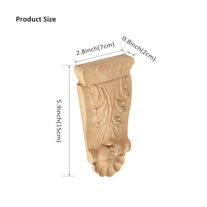 Wood Corbels 4PCS Unfinished Carved Wood Appliques Corner Onlays 5.9x2.8 in - size: 4Pack- 5.9x2.8 Inch