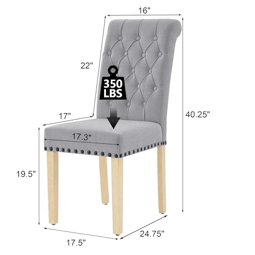 LOULENS Fabric Dining Chairs Set of 4, Upholstered Kitchen Chairs, Light Gray - color: Grey, size: Set of 4
