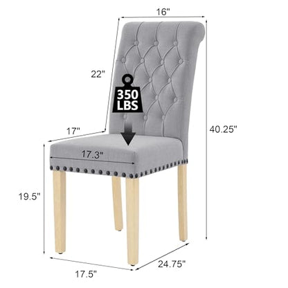 LOULENS Fabric Dining Chairs Set of 4, Upholstered Kitchen Chairs, Light Gray - color: Grey, size: Set of 4