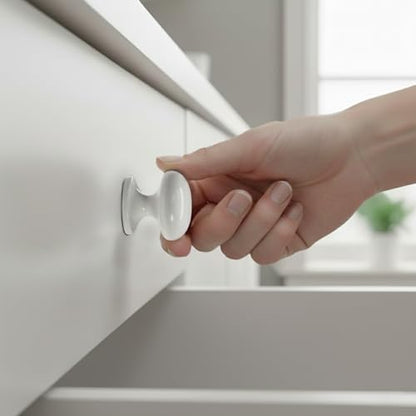 trust4care 2-Pack Ceramic White Wide Base Bifold Closet Cabinet Knobs Pulls - color: White, size: Set of 2