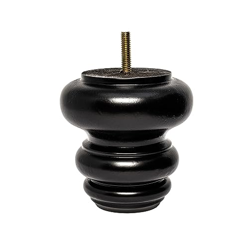 OUTWATER 4 in. H x 4 in. Dia Stained Espresso Solid Hardwood Bun Foot Leg for Furniture 4 Pack with 4 Free Insert Nuts and Drill Bit - color: Espresso