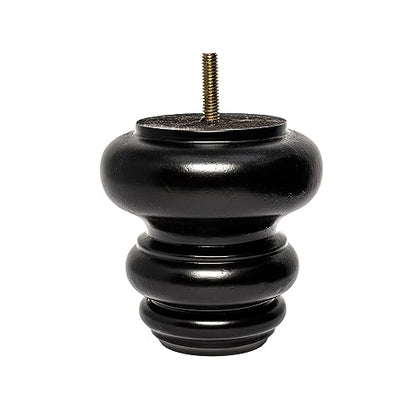 OUTWATER 4 in. H x 4 in. Dia Stained Espresso Solid Hardwood Bun Foot Leg for Furniture 4 Pack with 4 Free Insert Nuts and Drill Bit - color: Espresso