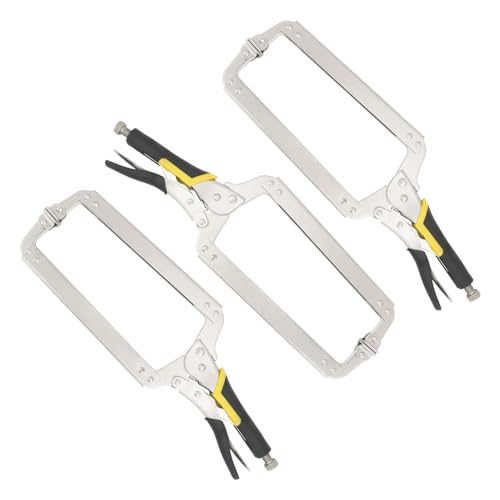 3 Pack 18 Inch C-Clamp Locking Pliers with Swivel Pads - size: 3 Pack 18 Inch with rubber handle