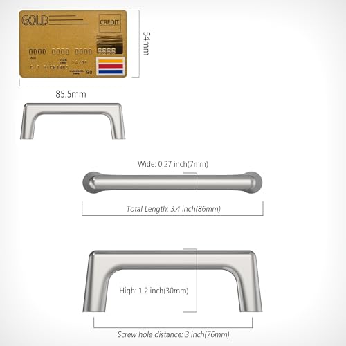 Amerdeco 10 Pack Brushed Satin Nickel Cabinet Pulls 3" - color: Brushed Satin Nickel, size: 3" hole center