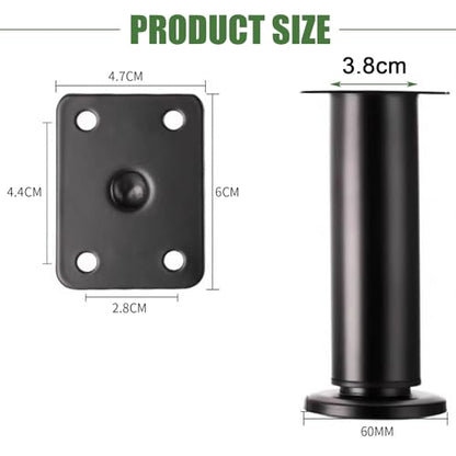 Furniture Legs Metal Adjustable 4 Pcs 3.15-4.72 inch, Adjustable Cabinet Legs for Sofa/Bed/Chair/Dresser/Table, Bed Center Slat Support Legs, Black - size: 3.15-4.72" (4pcs)